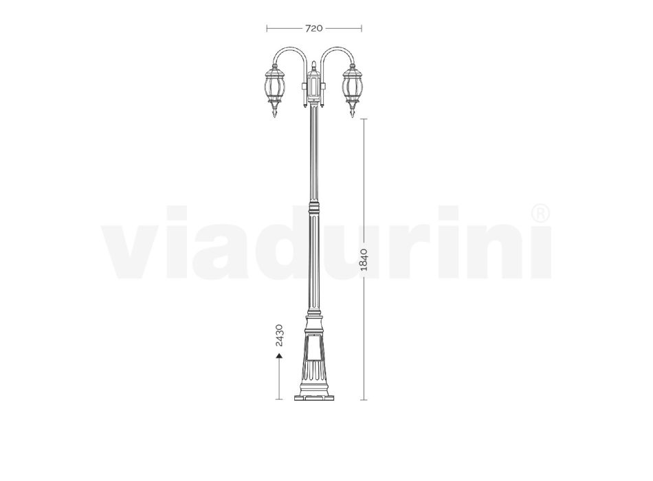 Lyktstolpe Vintage Style 2 lampor i antracitaluminium Tillverkad i Italien - Empire Viadurini