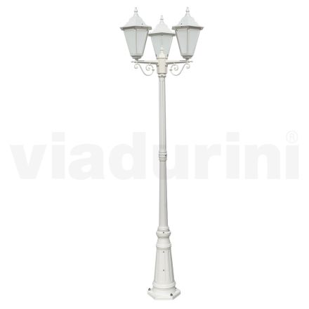 Gatulampa i vintagestil 3 lampor i aluminium och glas Tillverkad i Italien - Terella Viadurini