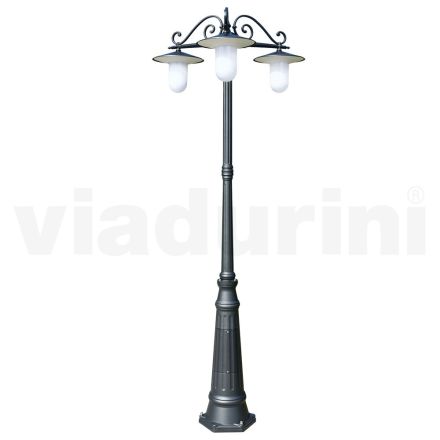 Gatulampa i vintagestil med 3 lampor i grått aluminium Tillverkad i Italien - Belen Viadurini
