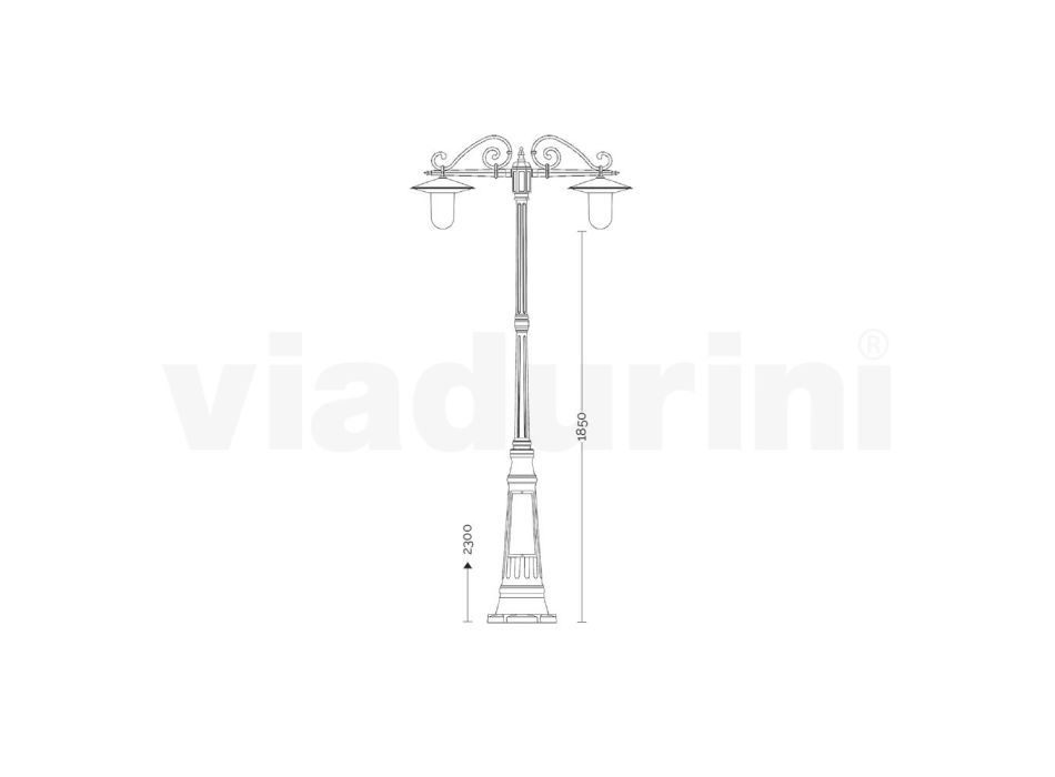 Gatulampa i vintagestil med 3 lampor i grått aluminium Tillverkad i Italien - Belen Viadurini