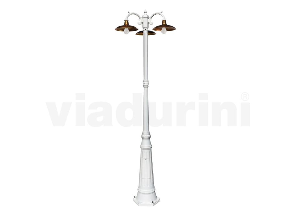 Vintage lampa med 3 lampor i aluminium och mässing Tillverkad i Italien - Adela Viadurini