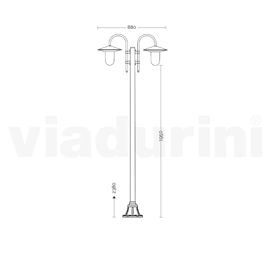 Vintage trädgårdslampa 2 lampor i aluminium Tillverkad i Italien - Belen Viadurini