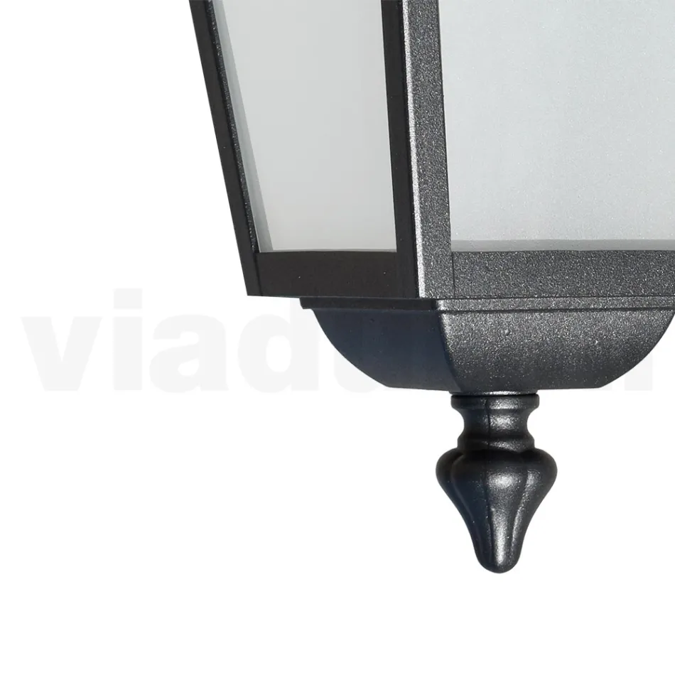 Trädgårdstaklykta i antracitaluminium och sandblästrat glas - Elric Viadurini