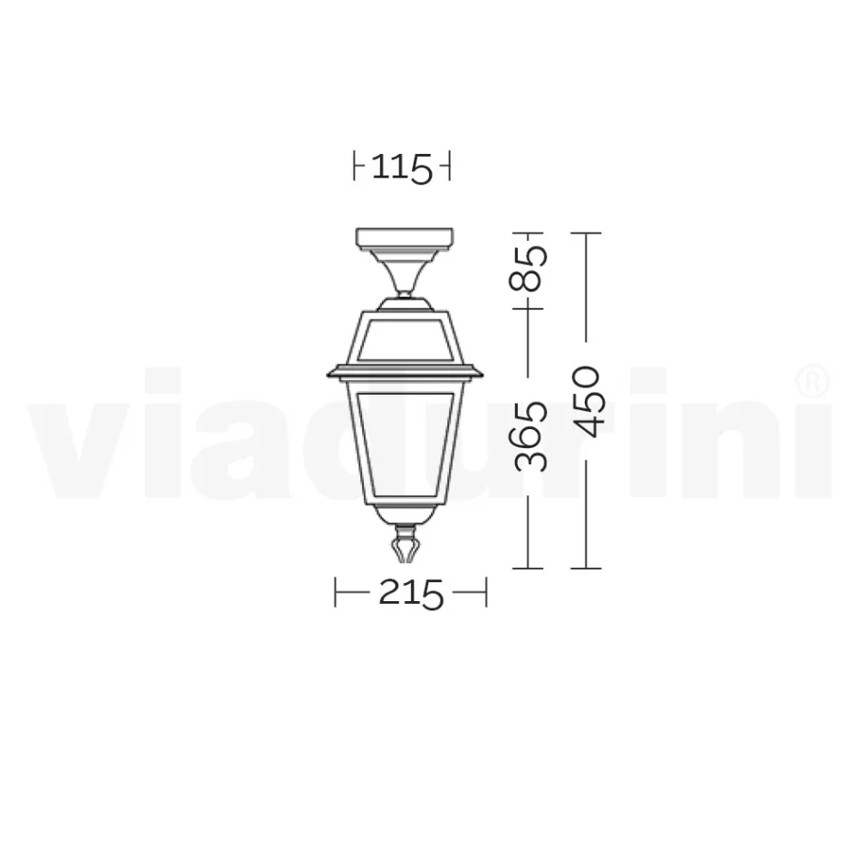 Trädgårdstaklykta i antracitaluminium och sandblästrat glas - Elric Viadurini