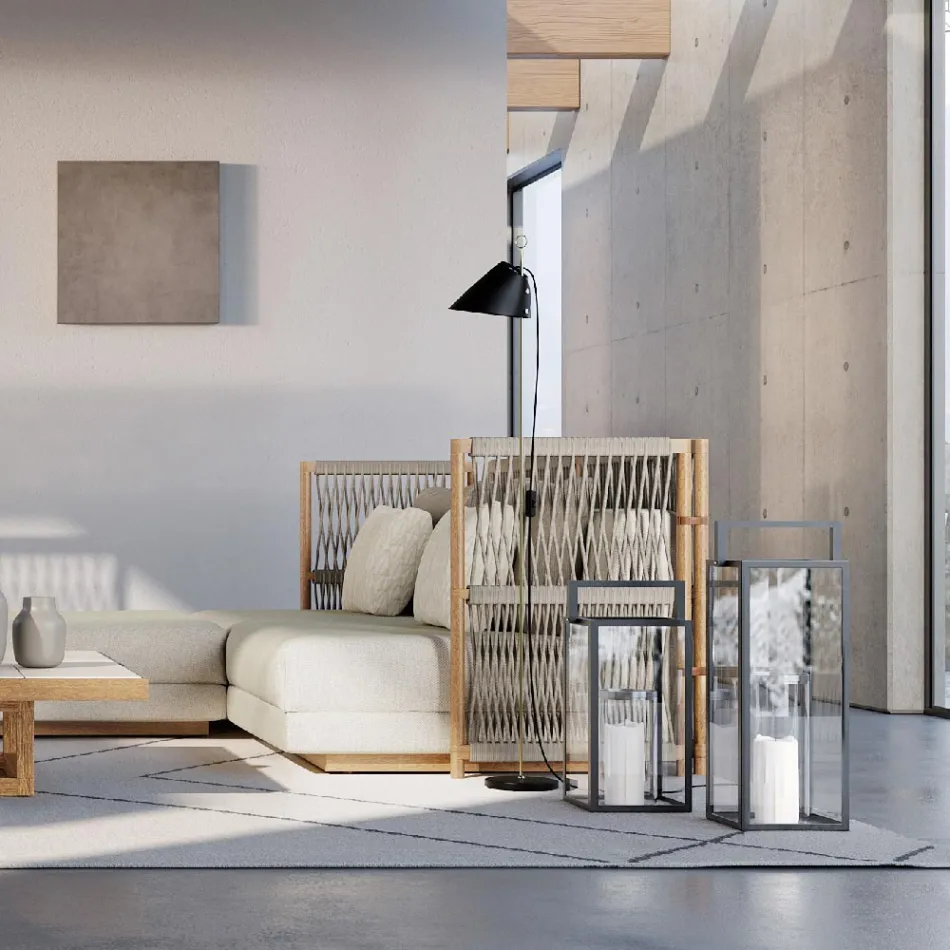 Utomhuslykta med svart aluminiumstruktur Tillverkad i Italien - Eve Viadurini