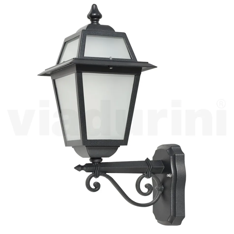 Trädgårdslykta i antracitaluminium och sandblästrat glas - Elric Viadurini