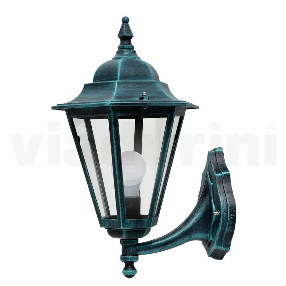 Trädgårdslykta i transparent glas och 5 aluminiumfinishar - Pinako Viadurini