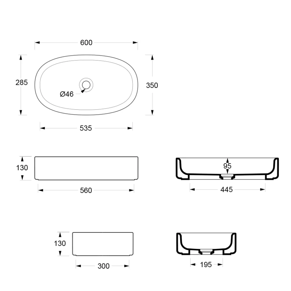 60x35 cm handfat i keramik i olika färger, tillverkat i Italien - Girl Viadurini