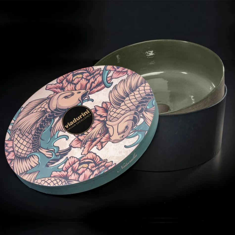 Grön eldfast lerskål Tvättställ Tillverkad i Italien - Tatiana Viadurini