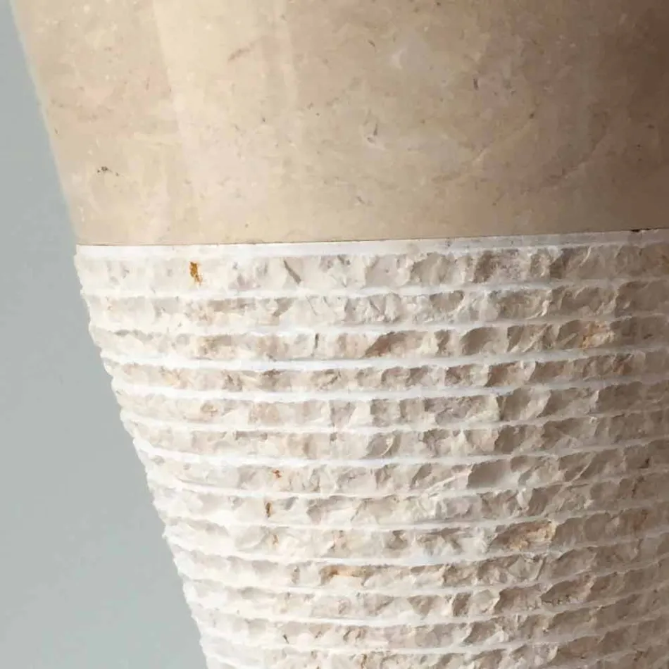 Vit kolumn handfat i Iris natursten, unikt stycke Viadurini