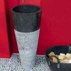 Handfat Column Taper sten Natural Black Raja Viadurini