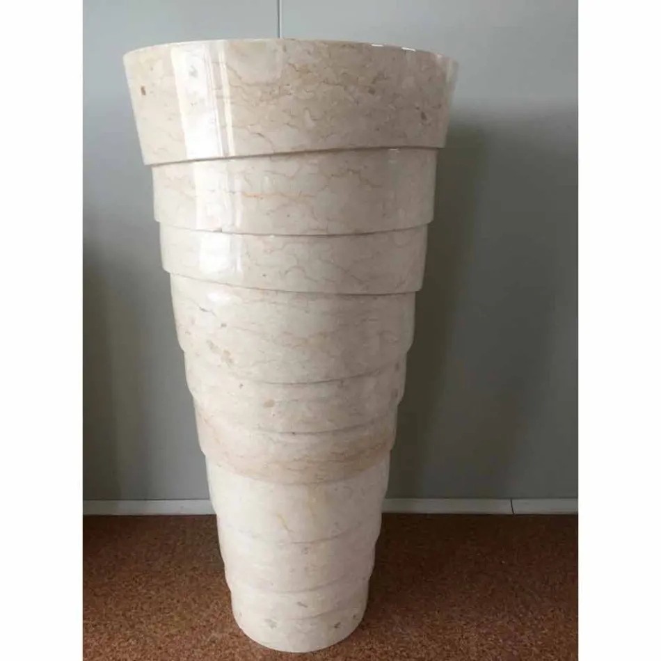 Design badrumsfat i vit Brent sten, unikt stycke Viadurini