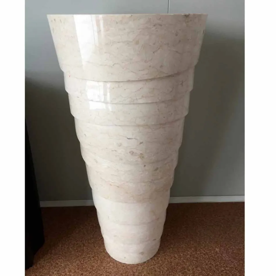 Design badrumsfat i vit Brent sten, unikt stycke Viadurini