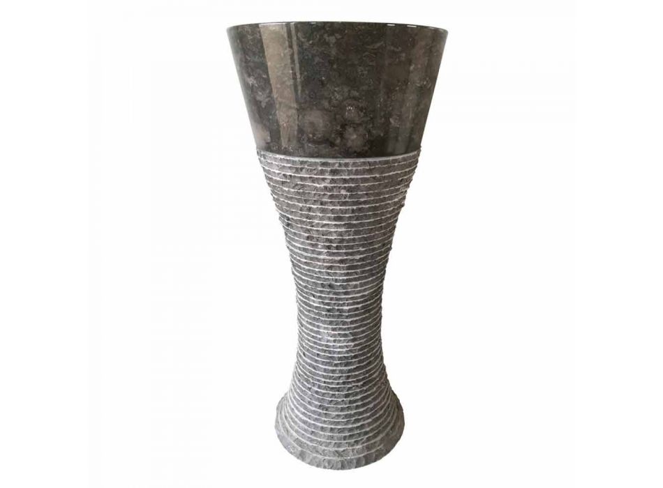 Pedestal handfat i mörkgrå natursten Fara, unikt stycke Viadurini