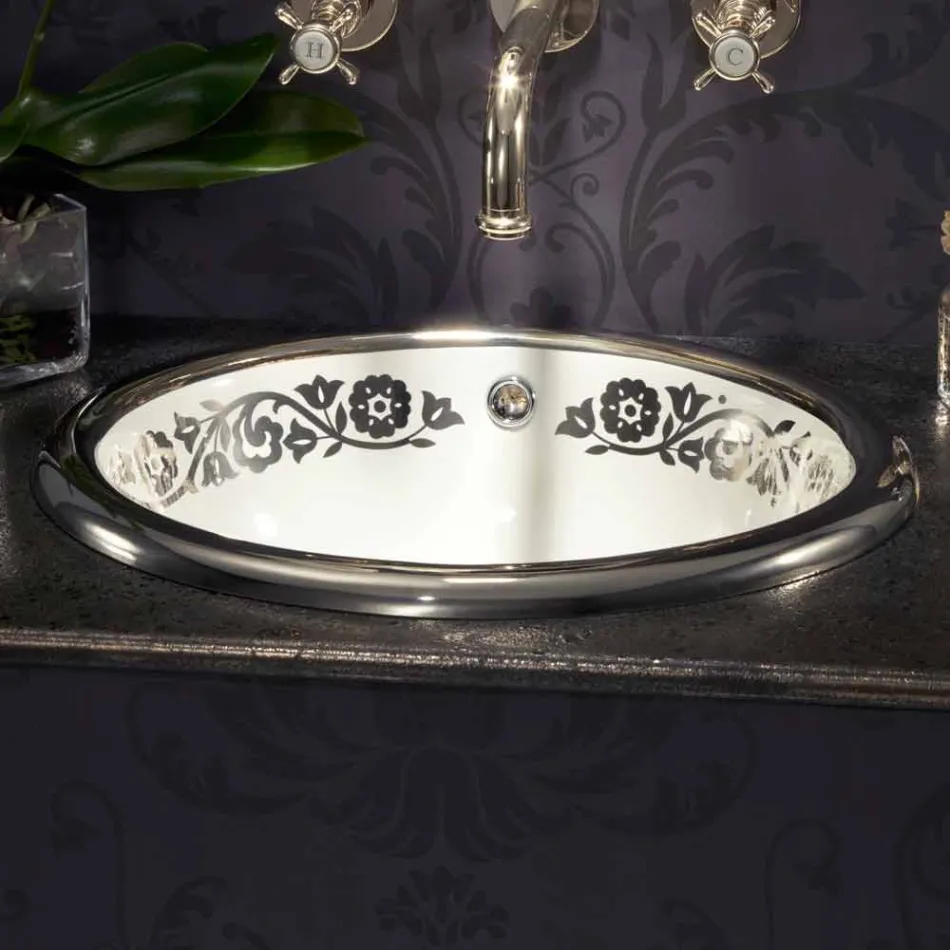 Inbyggd barock inbyggd handfat i eldlera tillverkad i Italien, Otis Viadurini