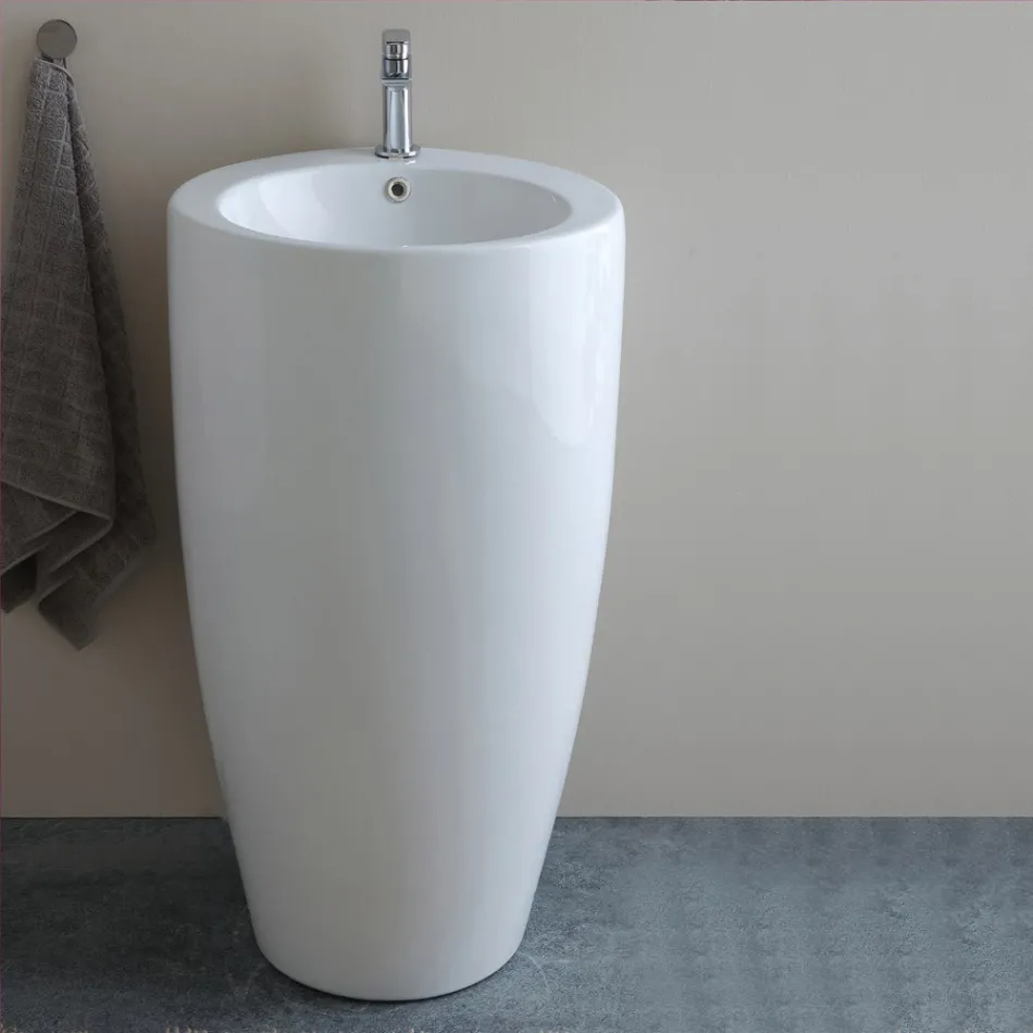 Fristående rund keramisk diskho med modern design - Papavero Viadurini