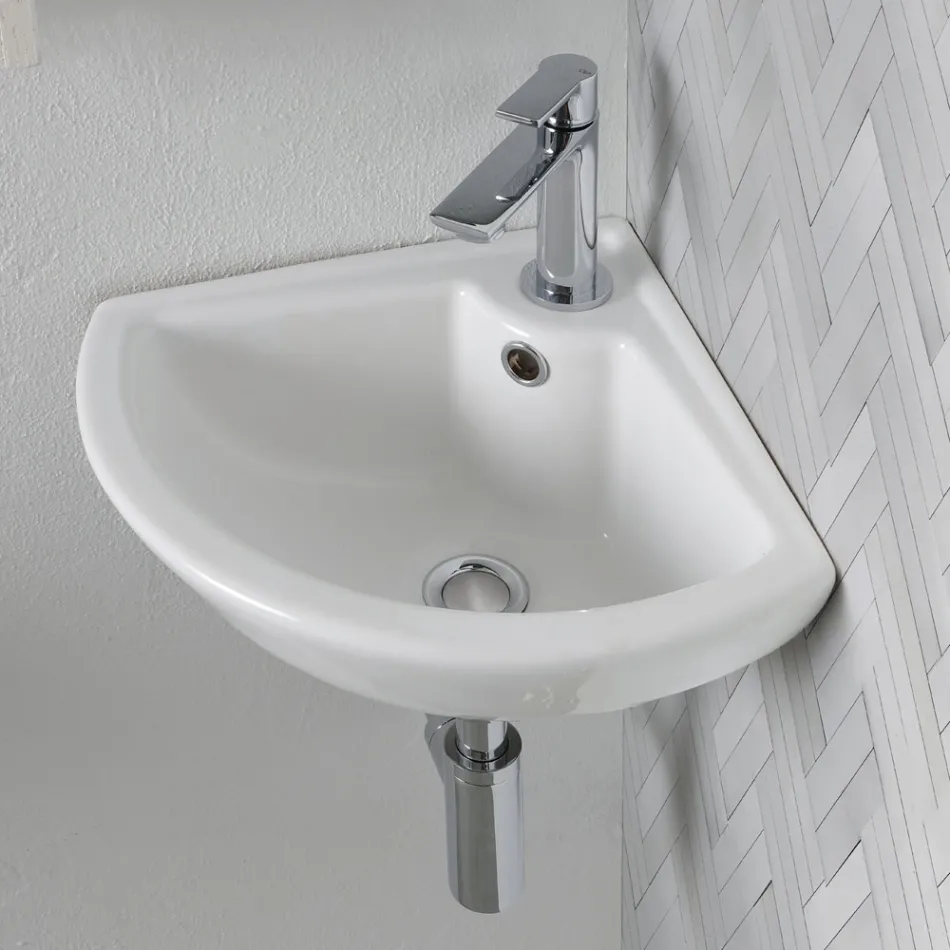 Hörndiskho i vit keramik med modern och elegant design - Silica Viadurini
