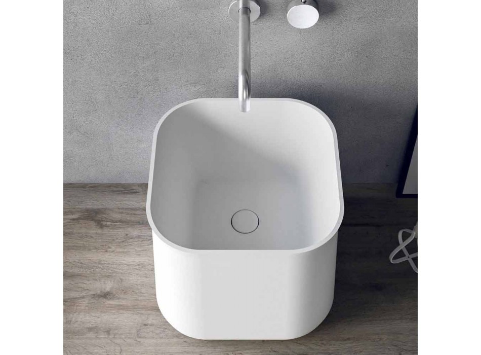 Tvättställ i bänkskiva i modern design i vitt harts - Tulyp Viadurini