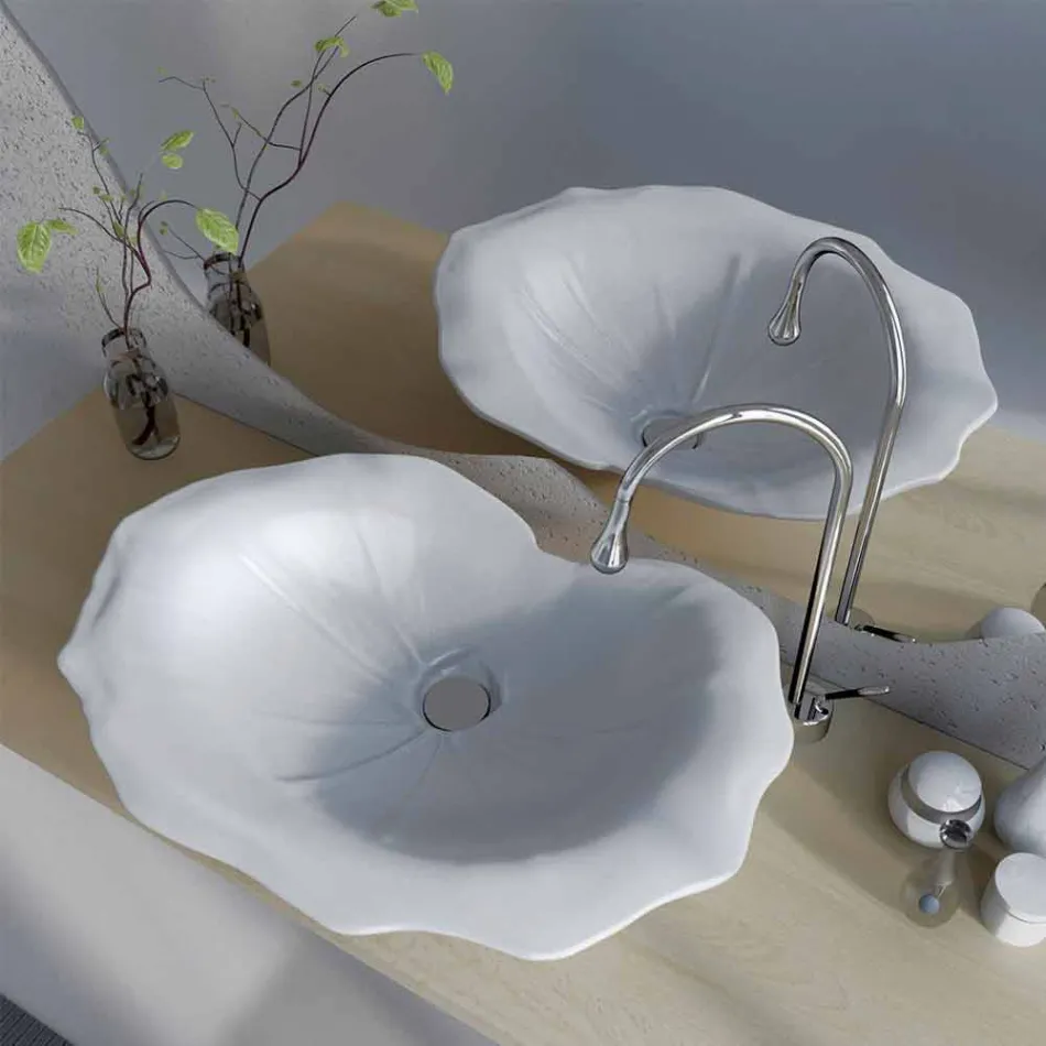 Modernt design handfat i form av ett Faruglium blad Viadurini