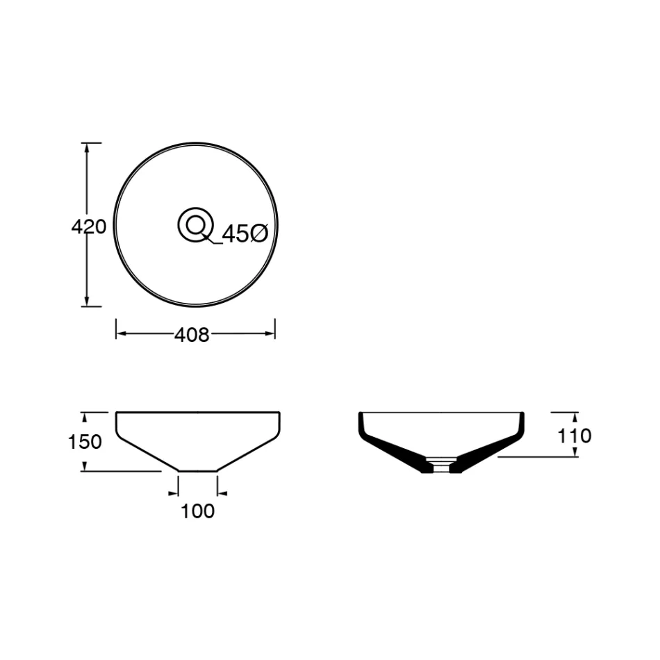 Rund färgad keramisk bänkskiva Badrumstvättställ tillverkad i Italien - Hoscar Viadurini