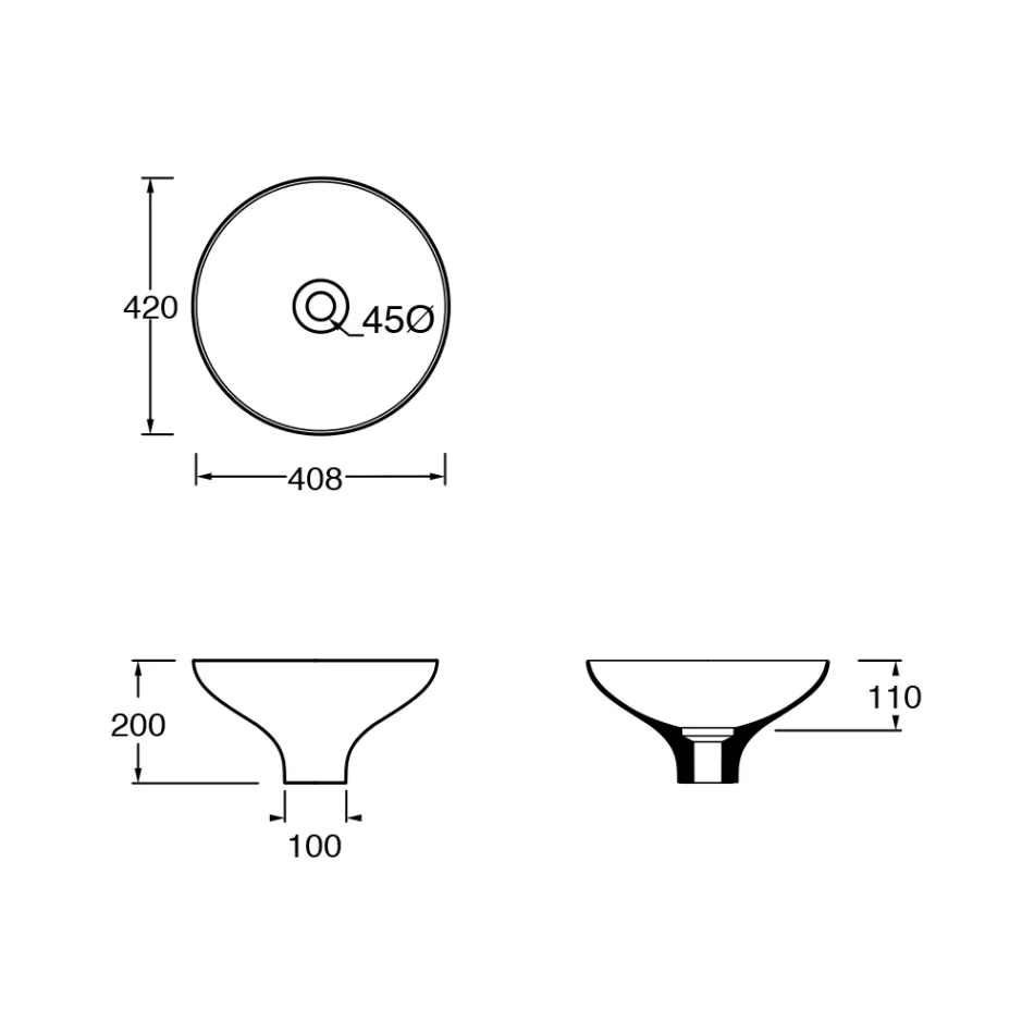 Rund färgad keramisk bänkskiva Badrumstvättställ tillverkad i Italien - Hoscar Viadurini