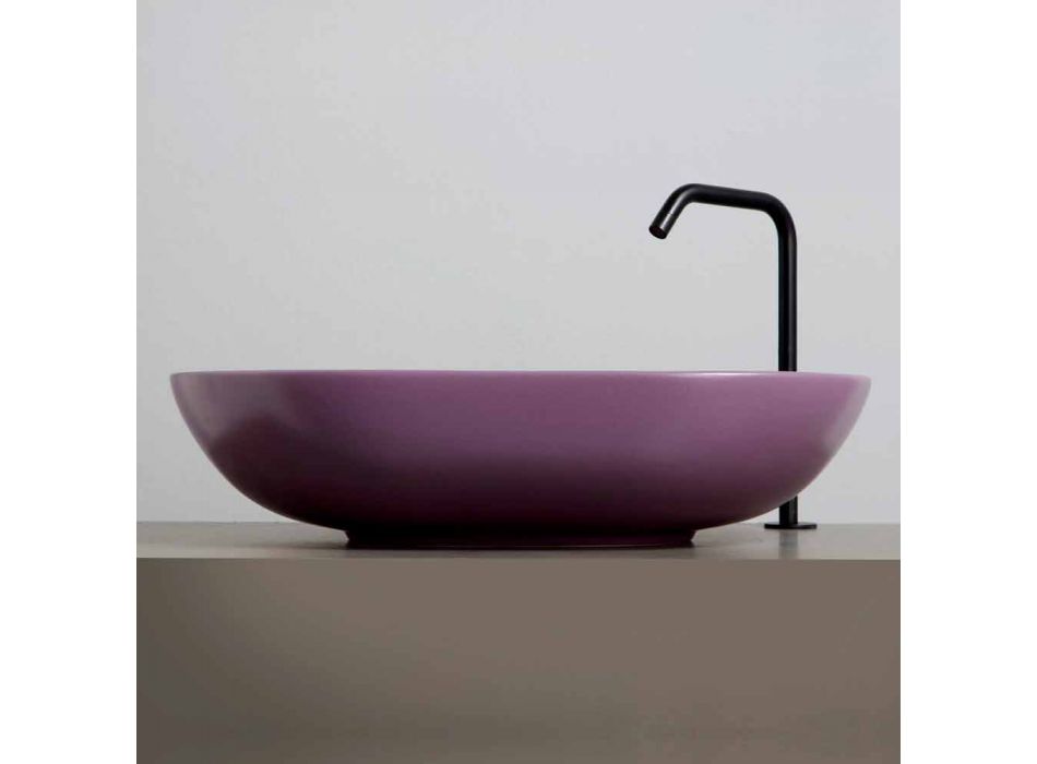 Tvättställ för bänkskiva i oval design i keramik Tillverkad i Italien - kedja Viadurini