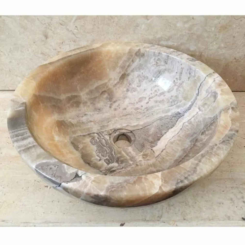 Countertop tvättställ i naturlig onyx sten Ana, handgjord Viadurini