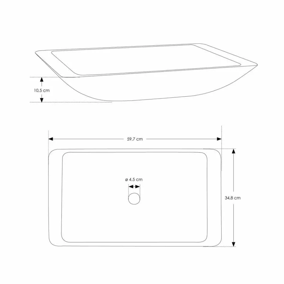 Rektangulär tvättställ i bänkskiva i vit fast yta - Albertina Viadurini