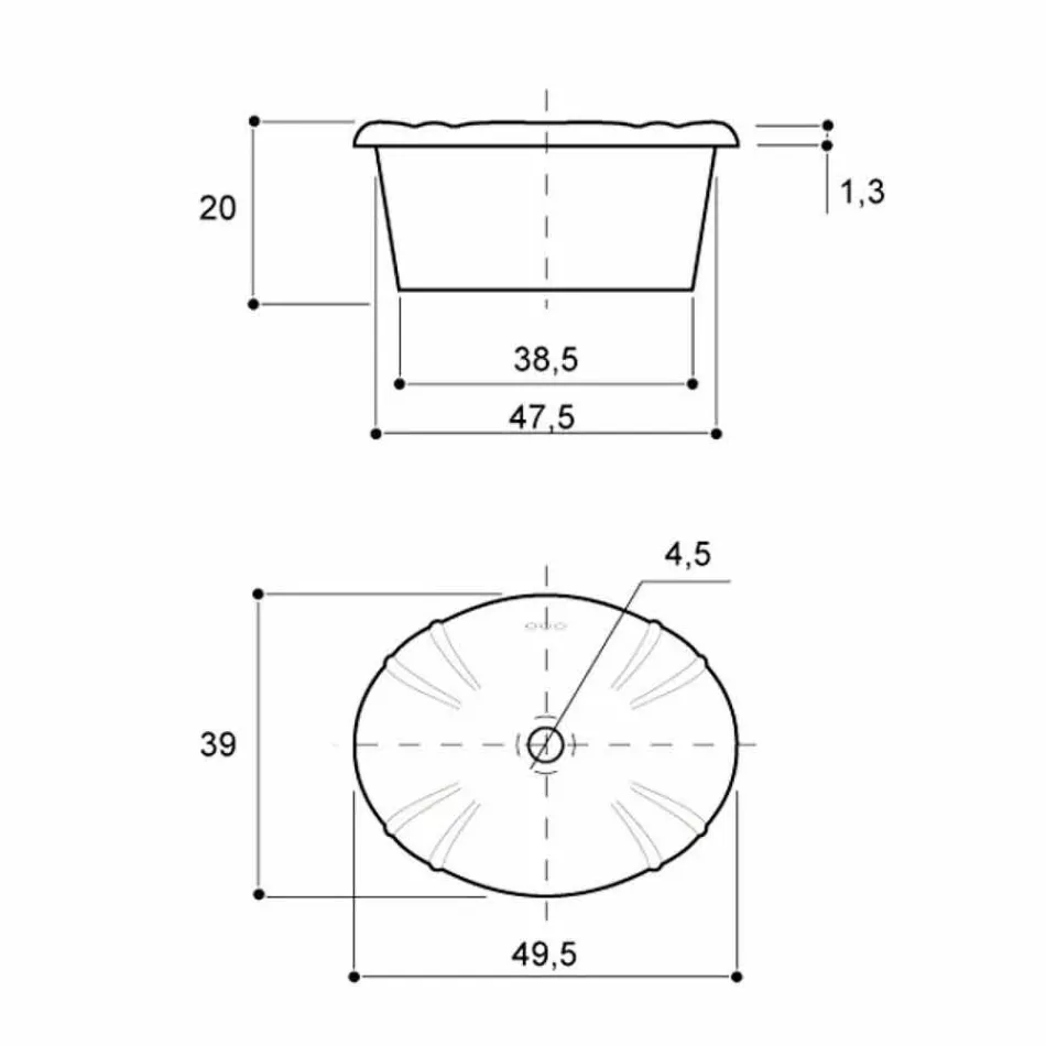 Inhängt badrumsfat i porslin och guld tillverkat i Italien, Santiago Viadurini