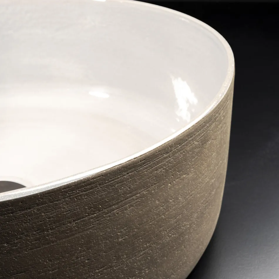 Vit design badrumstvättställ i eldfast lera Tillverkad i Italien - Tatiana Viadurini