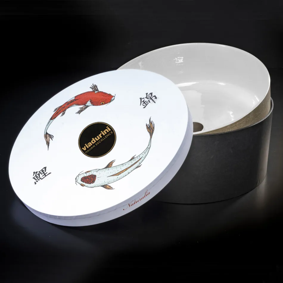 Vit design badrumstvättställ i eldfast lera Tillverkad i Italien - Tatiana Viadurini