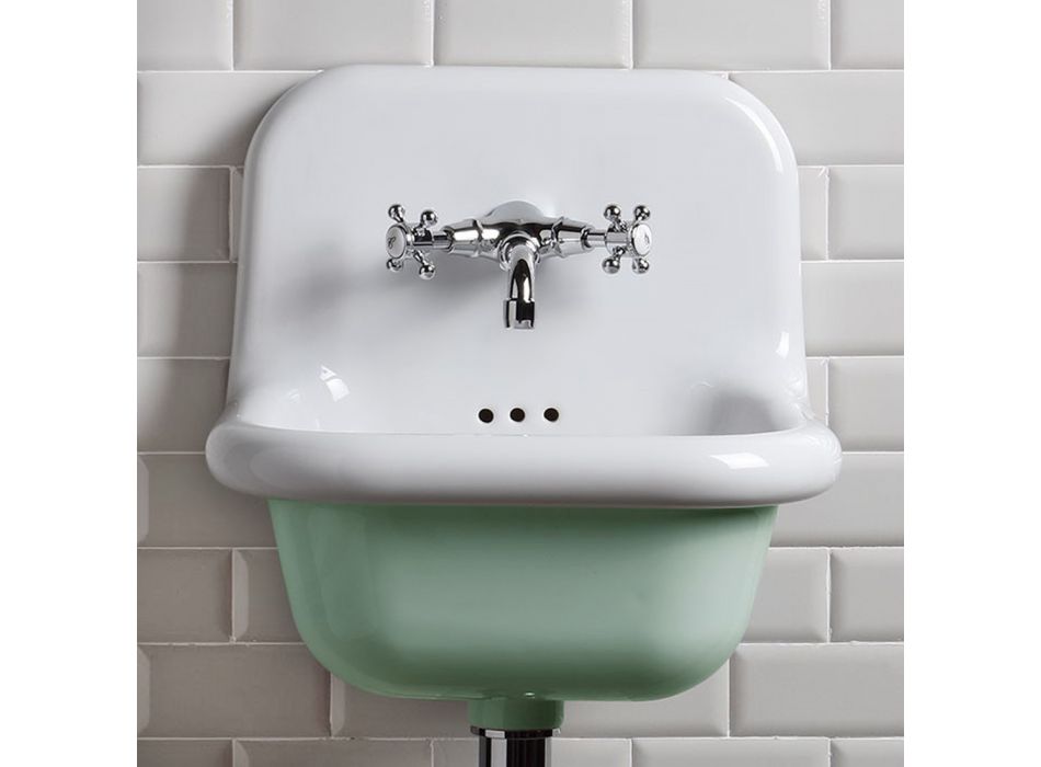 Fristående badrumstvättställ i vit och färgad keramik 42 cm - Meridiano Viadurini