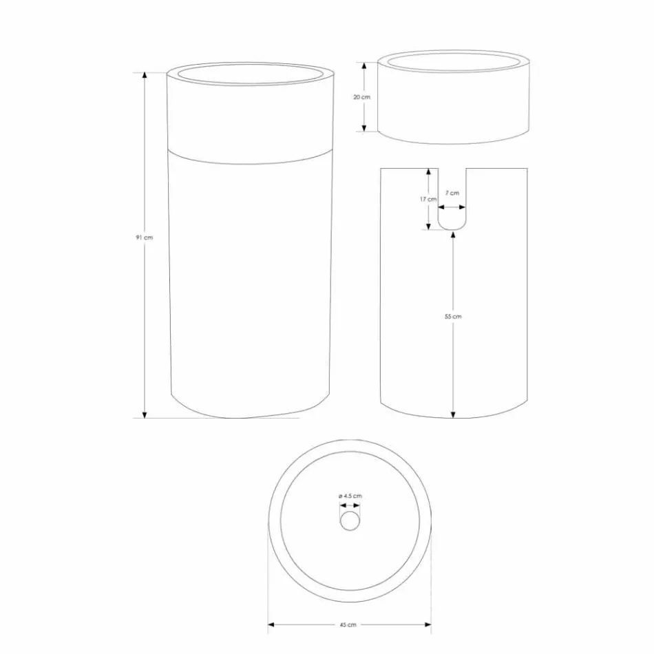 Fristående tvättställ i marmor elfenben Cylindrisk form - Cremino Viadurini