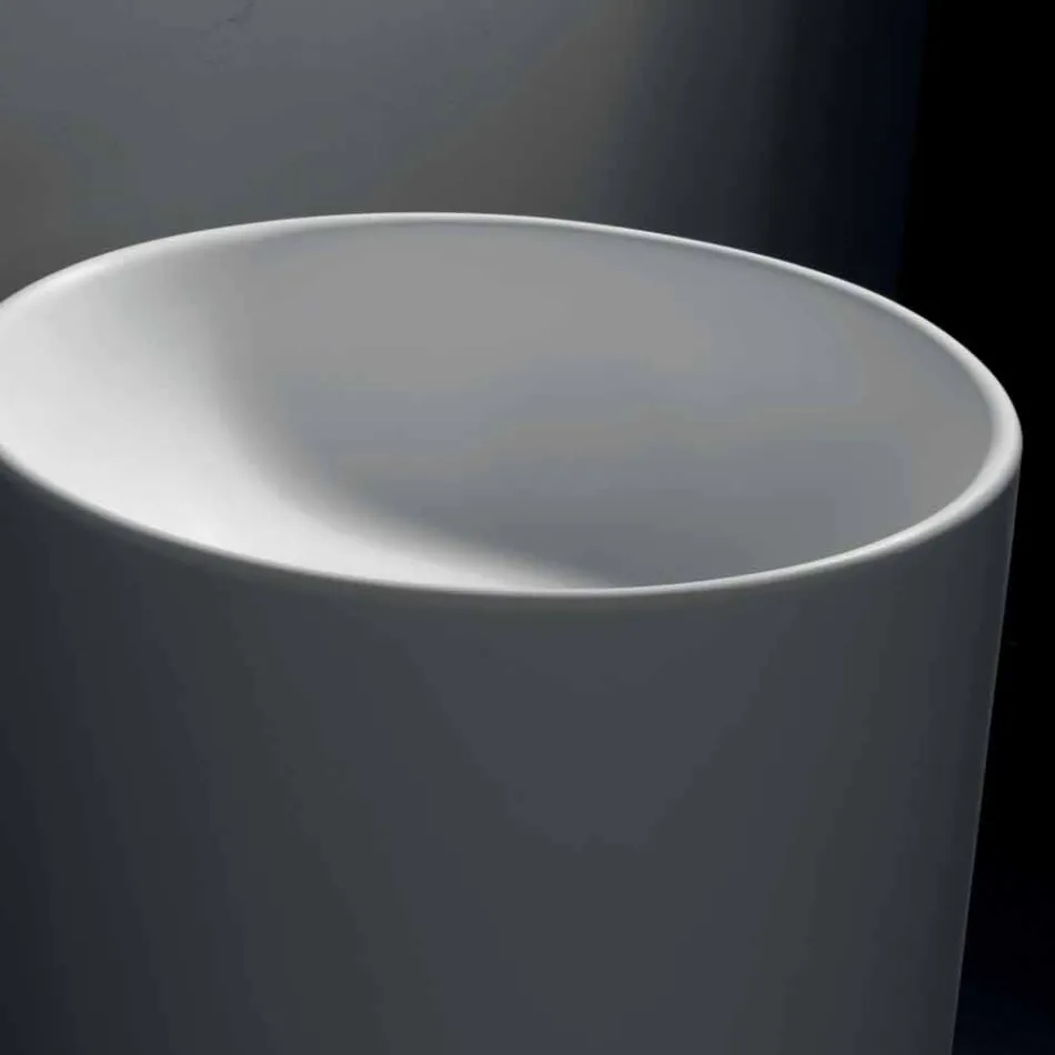 Fristående handfat i badrum i vitt harts med cylindrisk form - Libertine Viadurini