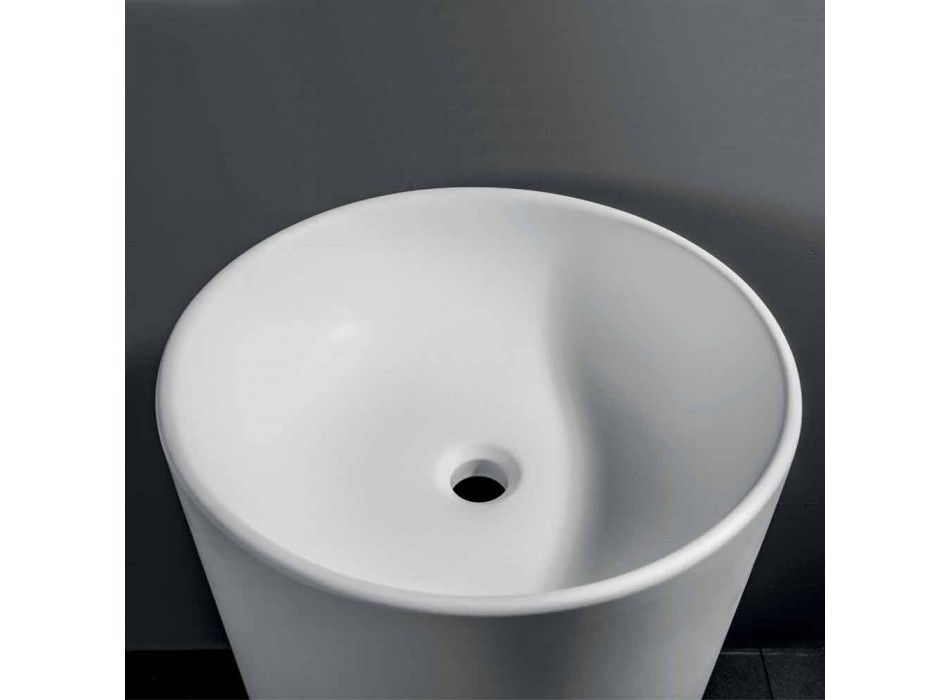 Fristående handfat i badrum i vitt harts med cylindrisk form - Libertine Viadurini