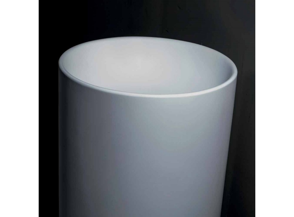Fristående handfat i badrum i vitt harts med cylindrisk form - Libertine Viadurini