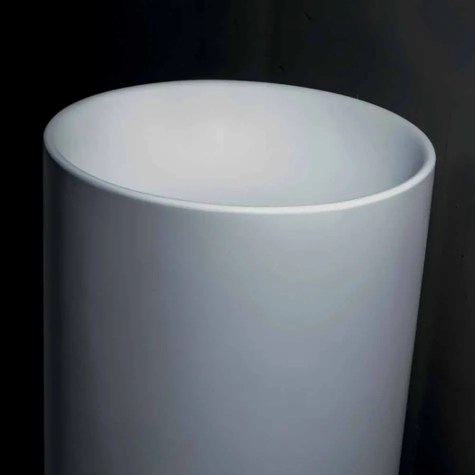 Fristående handfat i badrum i vitt harts med cylindrisk form - Libertine Viadurini