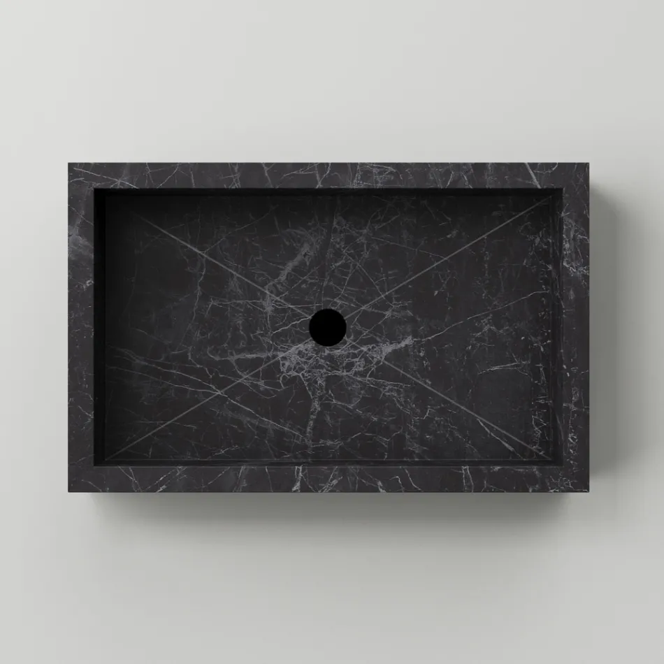 Badrumstvättställ i marmoreffekt Porslin Stengods Tillverkat i Italien - Ludmilla Viadurini