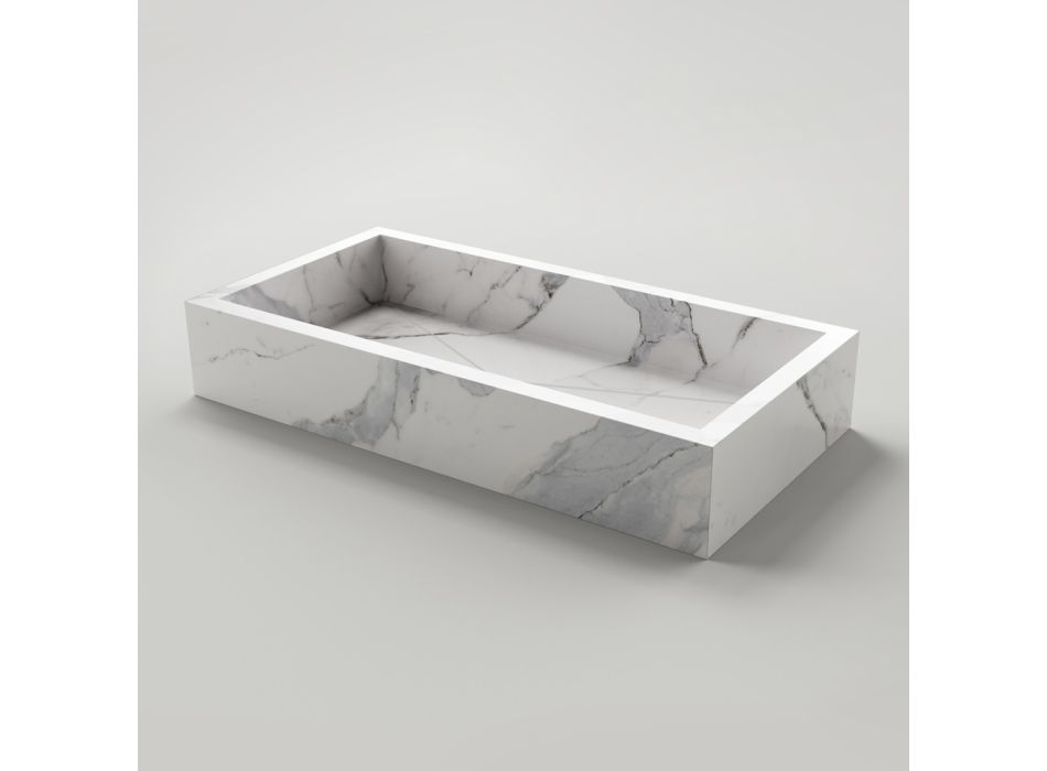 Badrumstvättställ i marmoreffekt Porslin Stengods Tillverkat i Italien - Ludmilla Viadurini