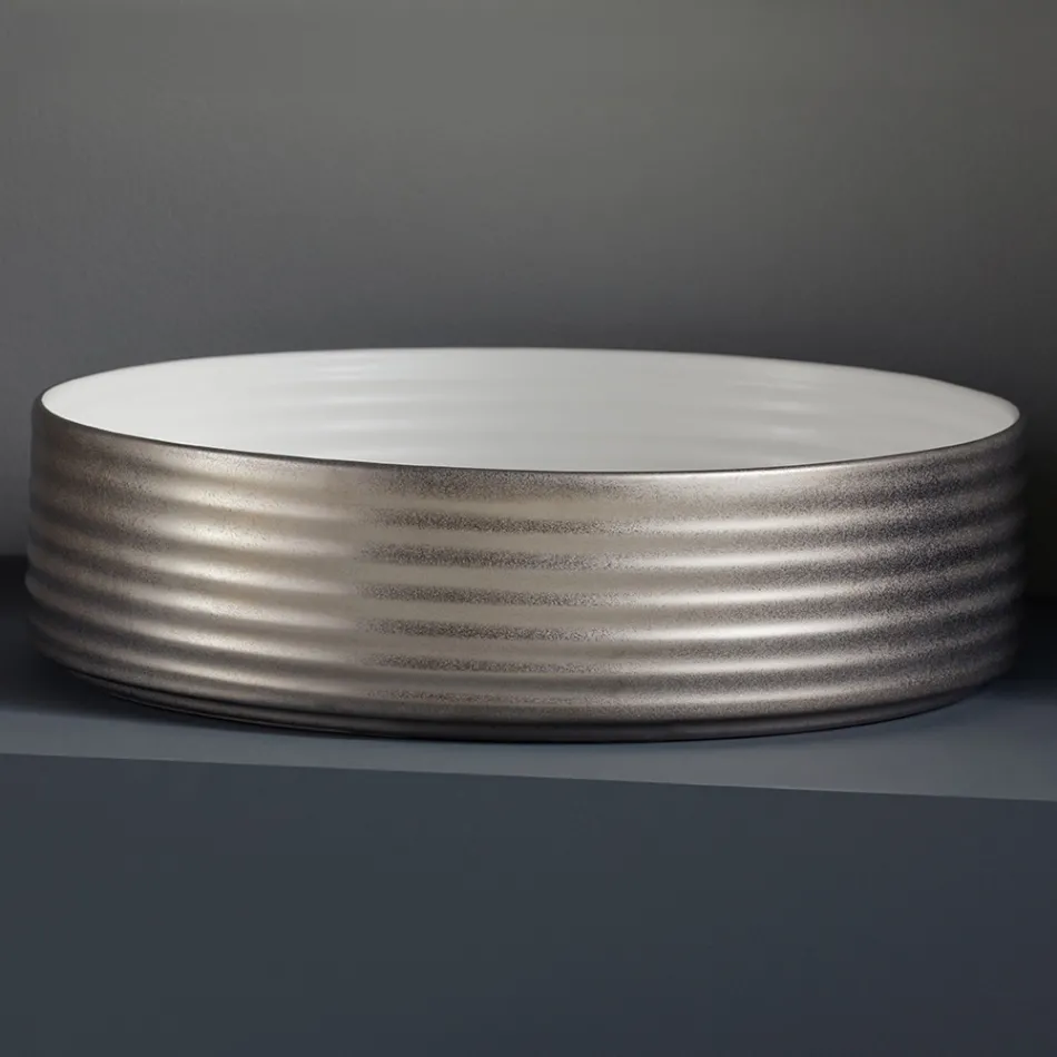 Handfat i handsvarvat porslinsstengods Made in Italy - Dart Viadurini