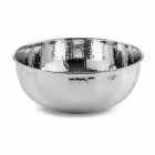 Runt tvättställ för bänkskiva i hamrad krom mässing - diamant Viadurini