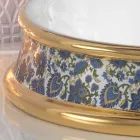 Halvhålt badrumssänk i eldlera och guld gjord i Italien, Manilo Viadurini