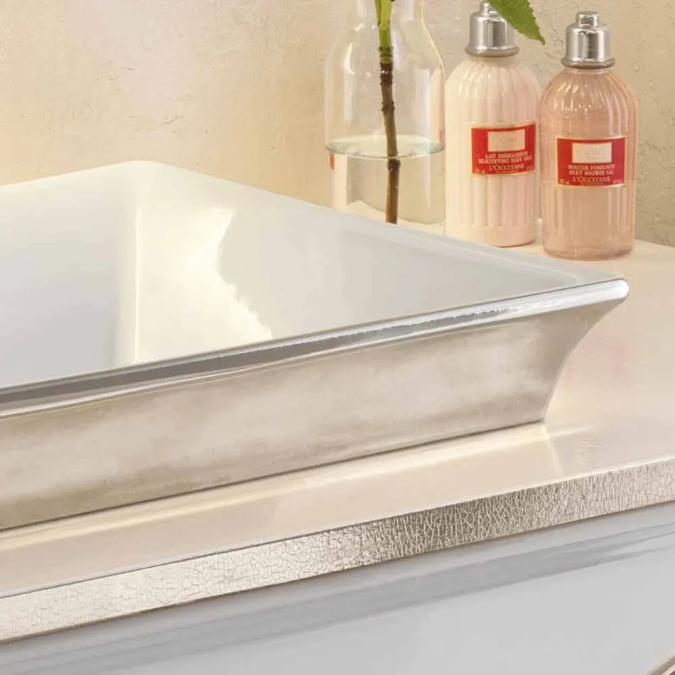 Halvhålt badrumssänk i eldlera och platina gjord i Italien, Guido Viadurini