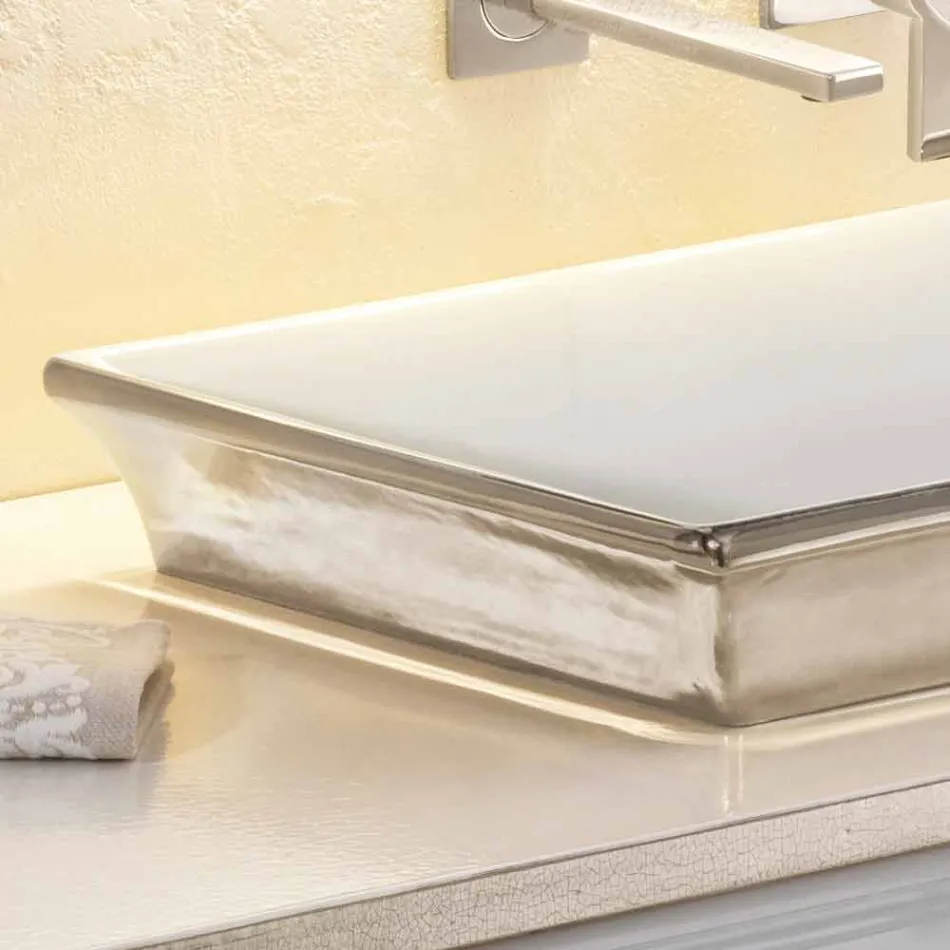 Halvhålt badrumssänk i eldlera och platina gjord i Italien, Guido Viadurini