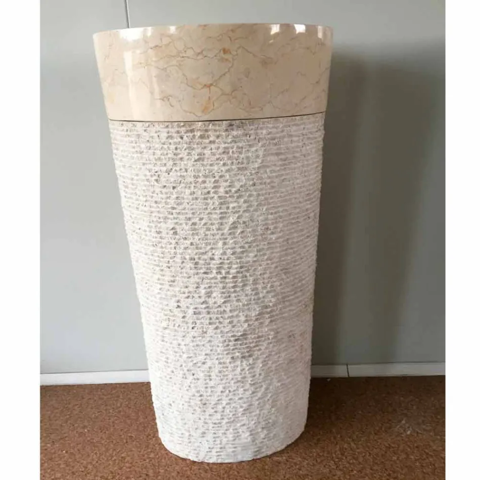 Siro design vit handfat i natursten, unikt stycke Viadurini