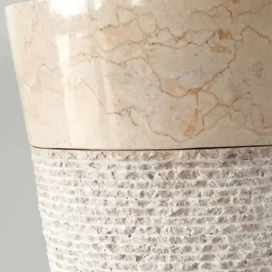 Siro design vit handfat i natursten, unikt stycke Viadurini