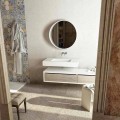 Topp med integrerad central handfat för badrum Gemona, tillverkad i Italien