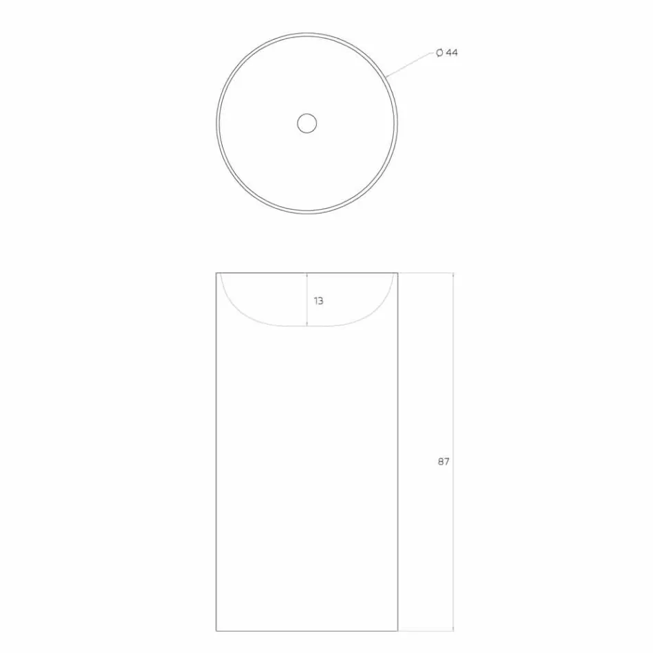 Ground frittstående cylindriskt handfat producerat i Italien, Rumo Viadurini