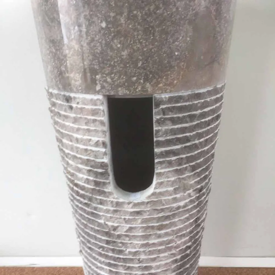Konisk kolonn handfat i natursten Iga, unikt stycke Viadurini