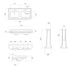 Kolumnkonsol Tvättställ i Keramisk Dubbelbassäng Tillverkad i Italien - Wollie Viadurini